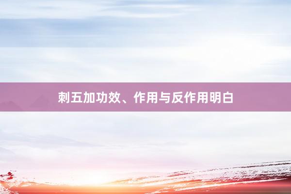刺五加功效、作用与反作用明白